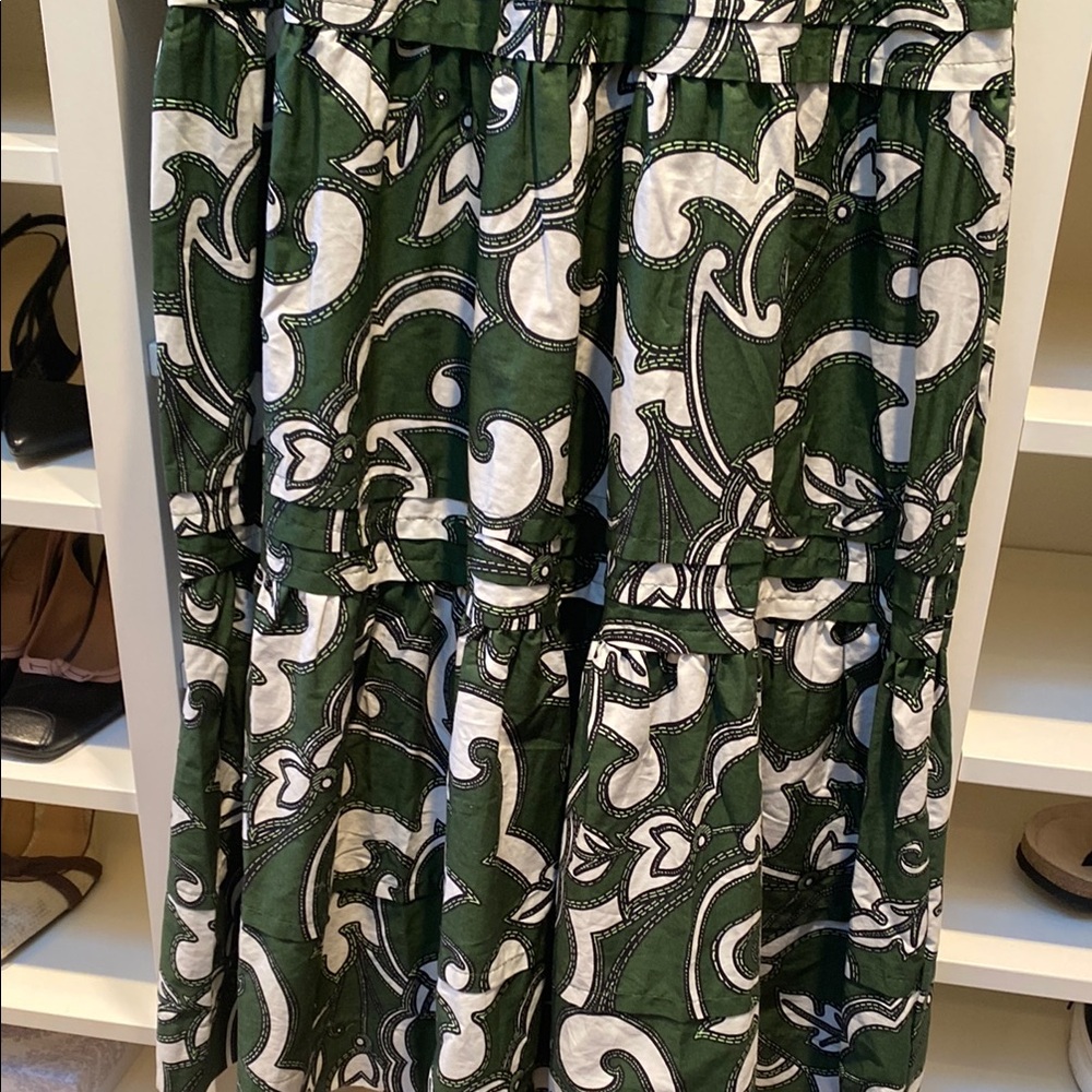 Anthropologie Green and White Maxi Sundress Casual Resort Wear!  New!! - Picture 7 of 8